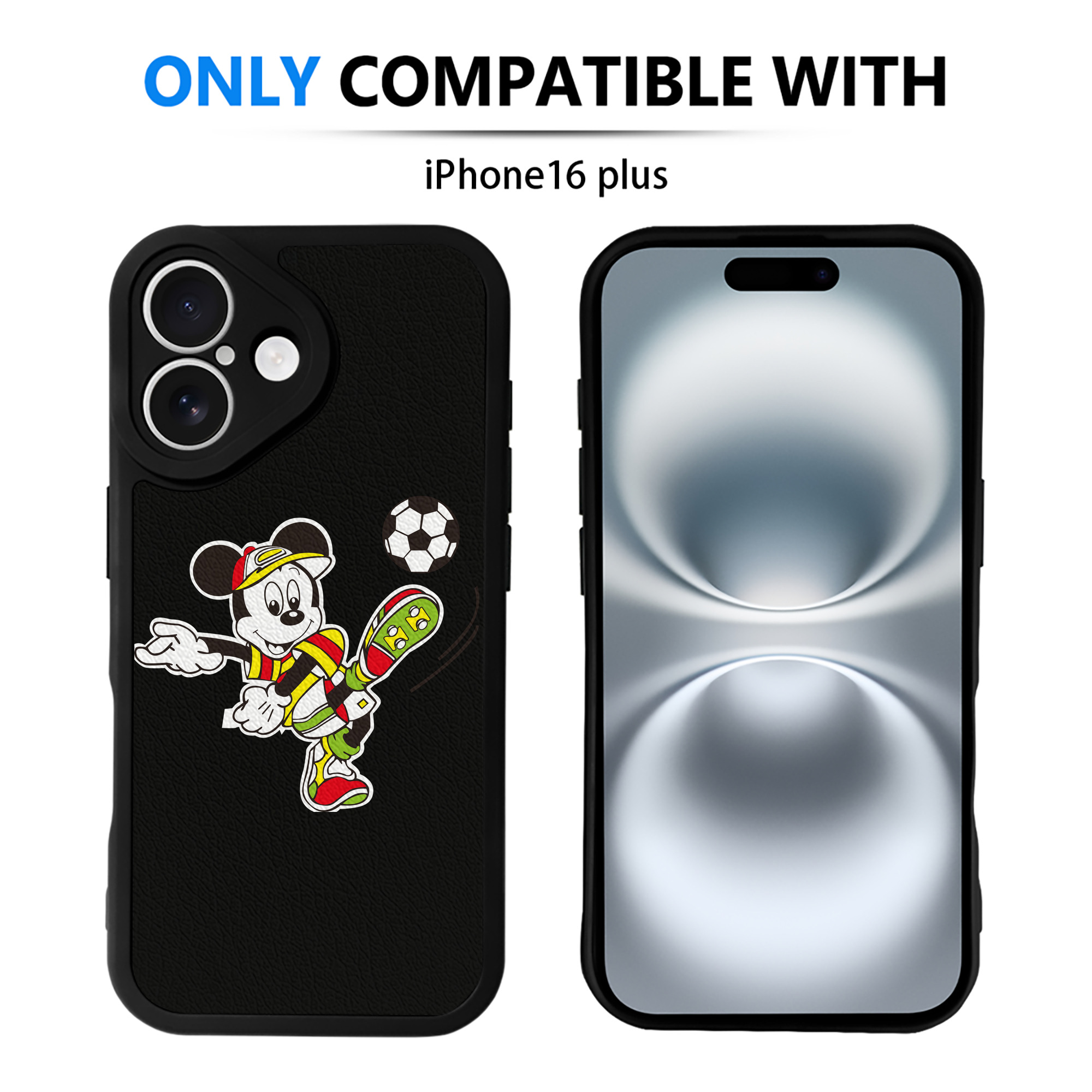（画像用） ミッキーマウス Mickey Mouse 【iPhone 16シリーズ対応】シリコンスマホケース（レザー調） 材質：シリコン